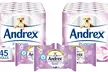 45, 90 or 135 Rolls of Andrex Puppies on a Roll Toilet Paper with Optional 24, 36 or 48 Gentle Clean Washlets - Second Medium