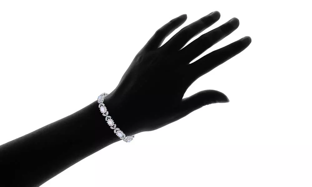 Peermont 18K White Gold Plated Fire Opal Butterfly Tennis Bracelet - Second Medium