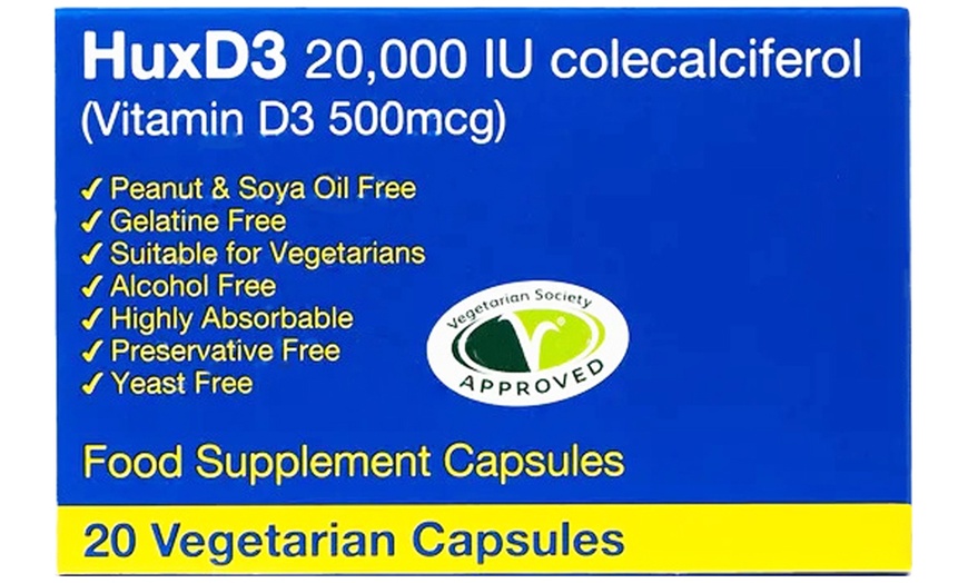 Image 3: 20 or 30 Hux D3 20000 IU Vitamin D Capsules 