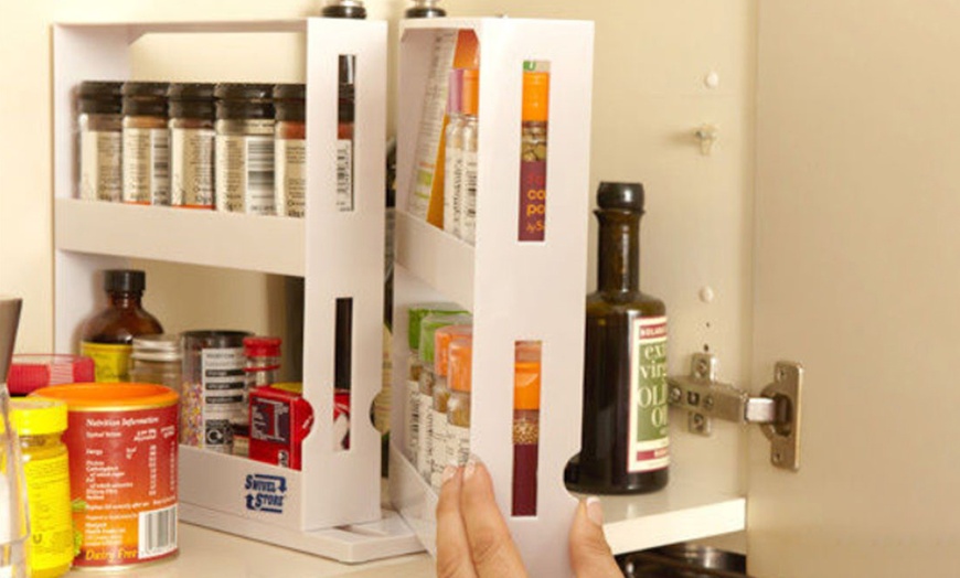 Image 6: 2-Tier Rotating Spice Rack Organizer