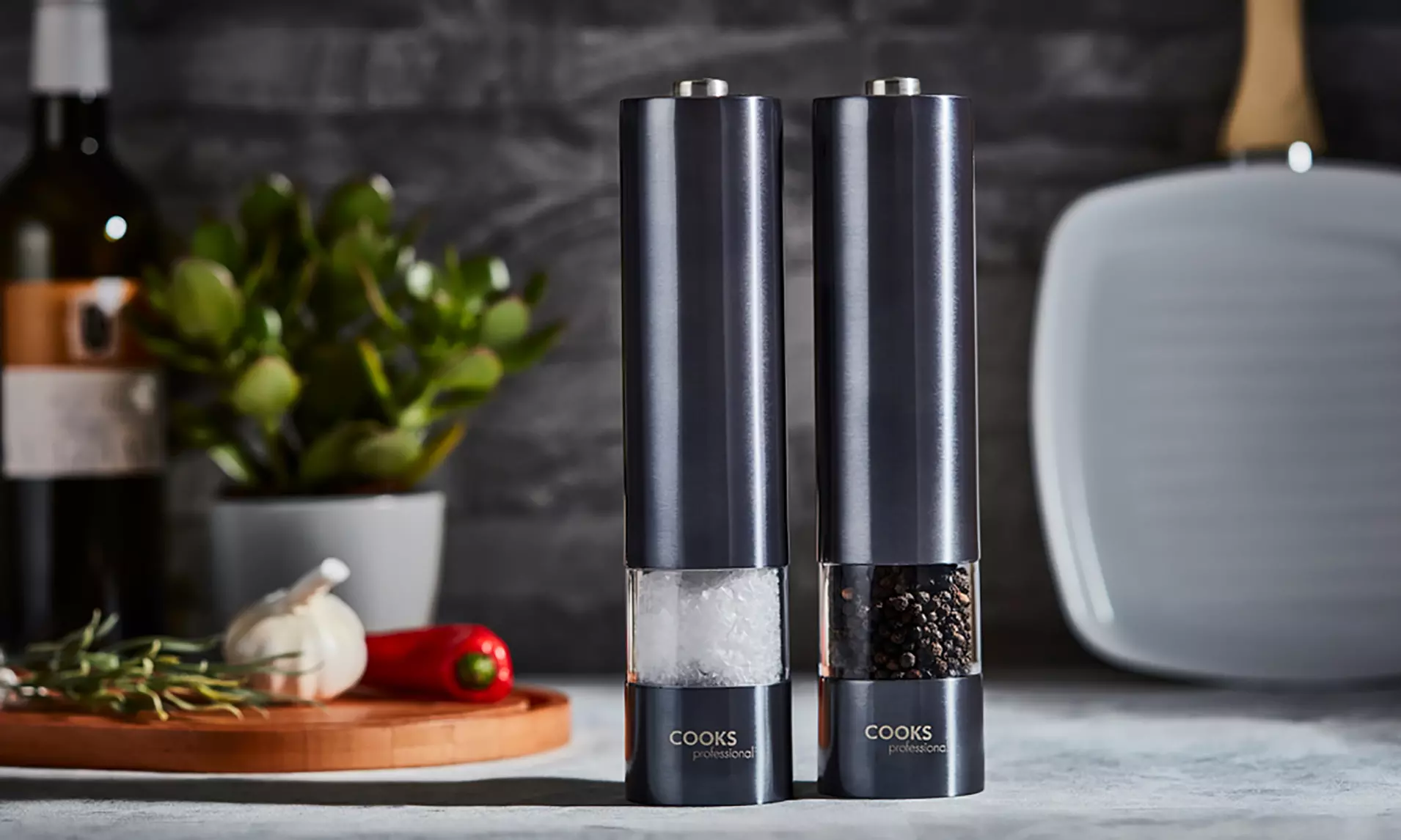 Set de 2 moulins électriques à poivre et sel Cooks Professional - Second Medium