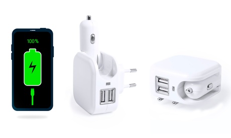 1 o 2 caricatori a muro con 2 porte applicabili sia in macchina che in casa