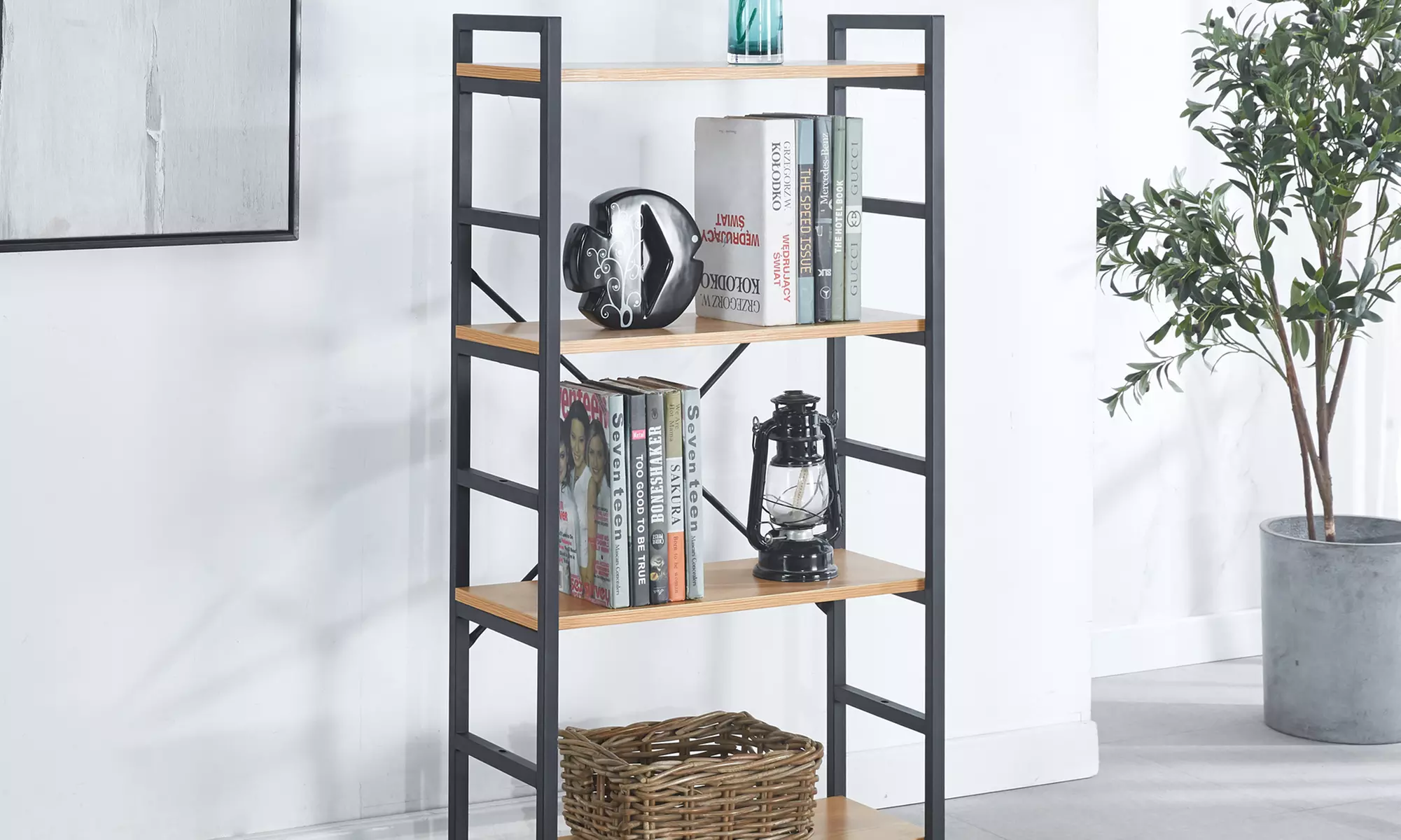 Sampur Holz- und Stahlregale, Industriestil