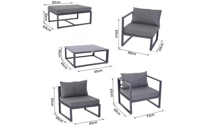 Image 5: Outsunny Sectional Sofa Set with Thick Padded Cushions