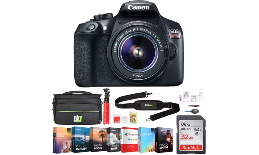 Canon EOS Rebel T6 18MP 1080p DSLR Camera with 18-55mm IS II Lens Kit and Deluxe Bundle - Primary Image