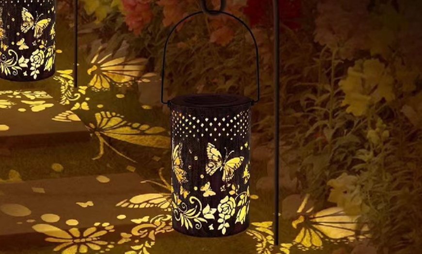 Image 3: One or Two Butterfly-Design Solar Hanging Lanterns