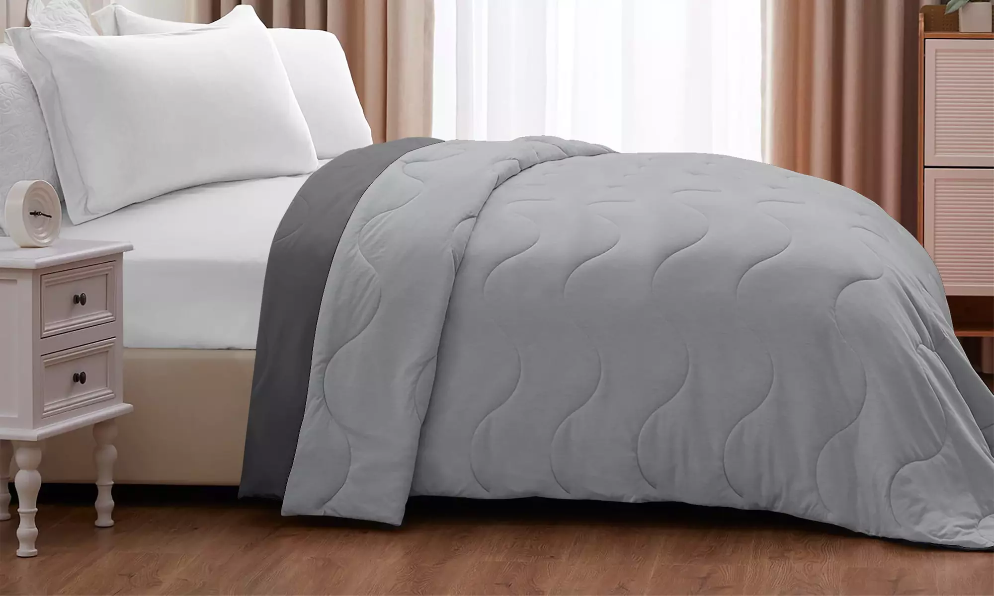 Coperta trapuntata double face con design reversibile