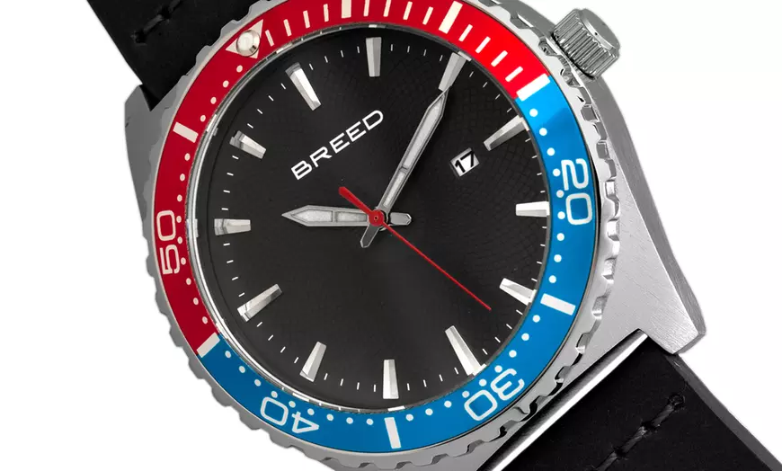 Image 19: Horloges met datum en leren band