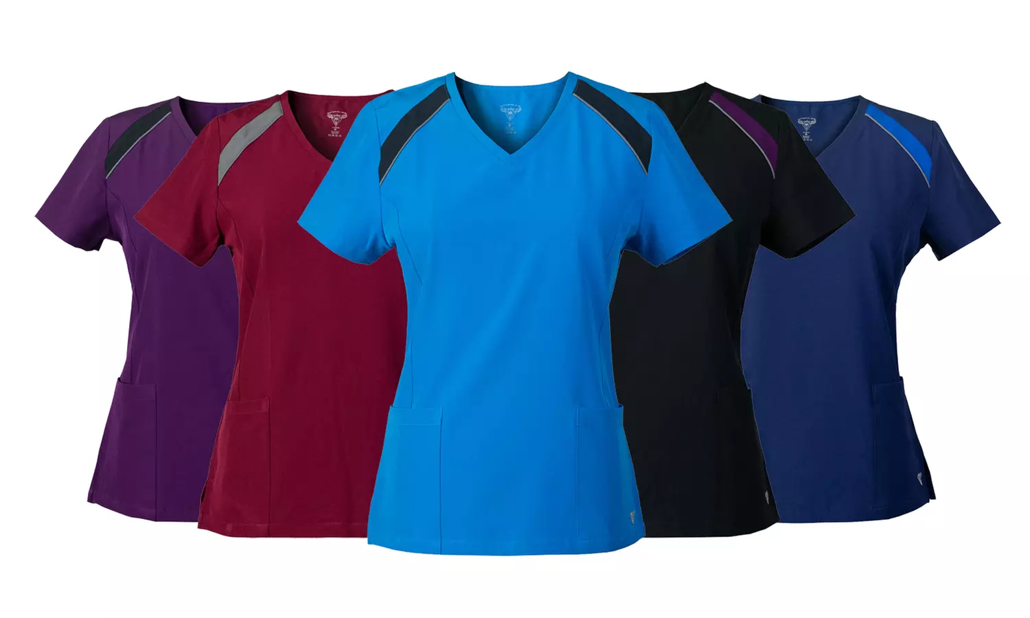 Material Girl Women's SuperFlex Colorblock Stretch Scrub Tops (XS-3X) - Primary Image