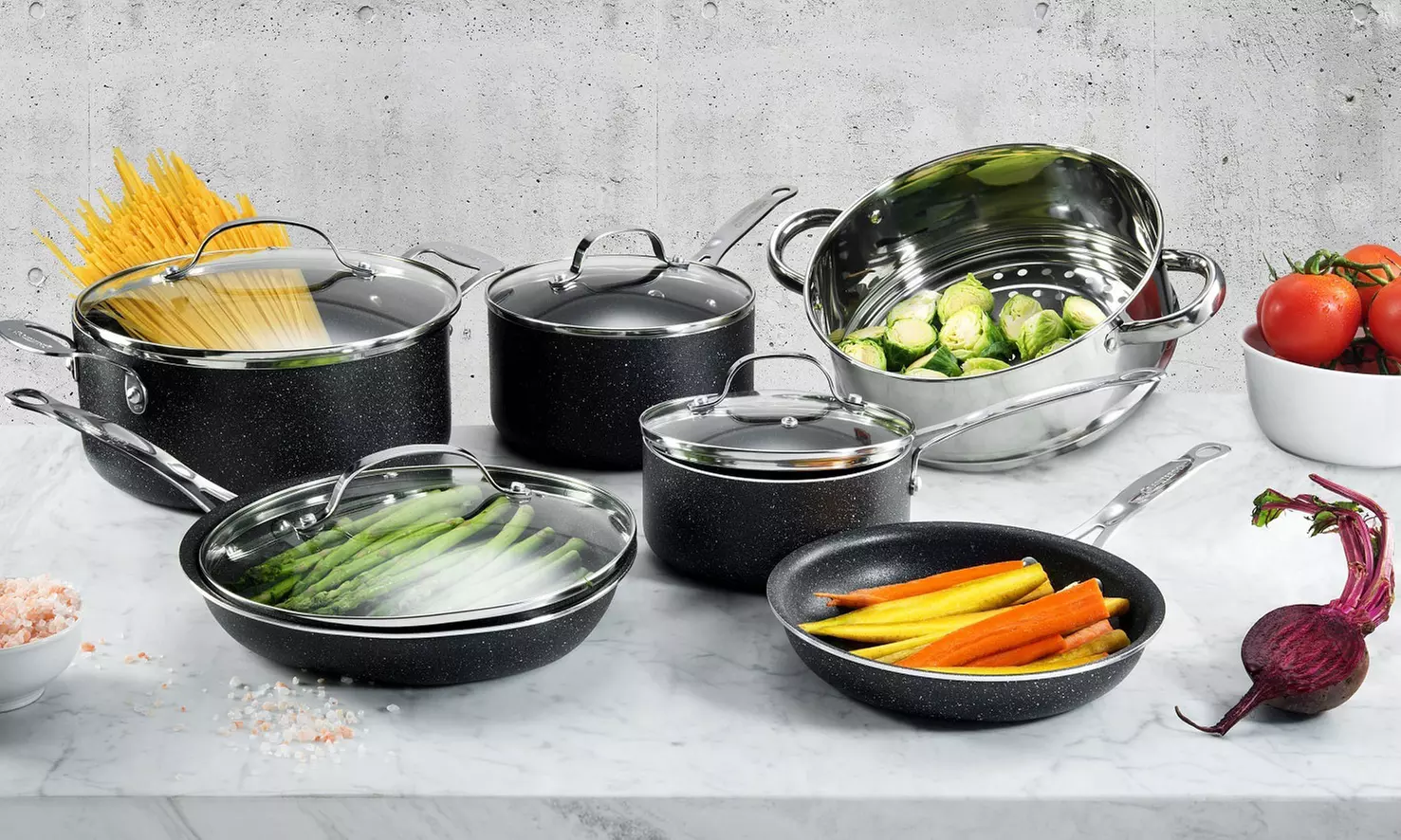 Granite Stone Diamond Mineral Infused Aluminum Cookware Set (5- or 10- Piece) - Primary Image