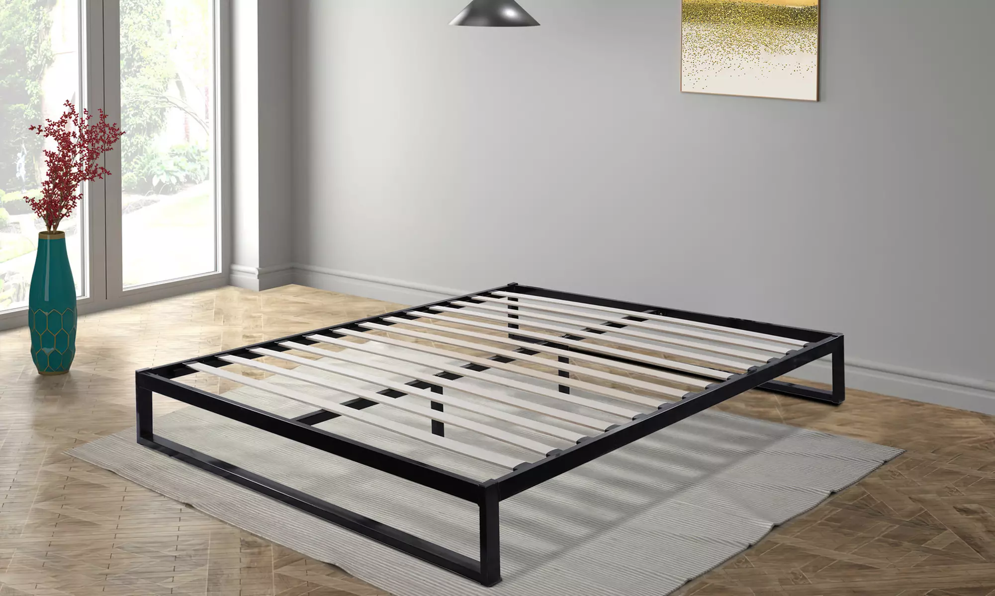 Sommier Pandore en métal avec lattes flexibles, grand espace de rangement sous le lit, robuste et moderne - Image 5