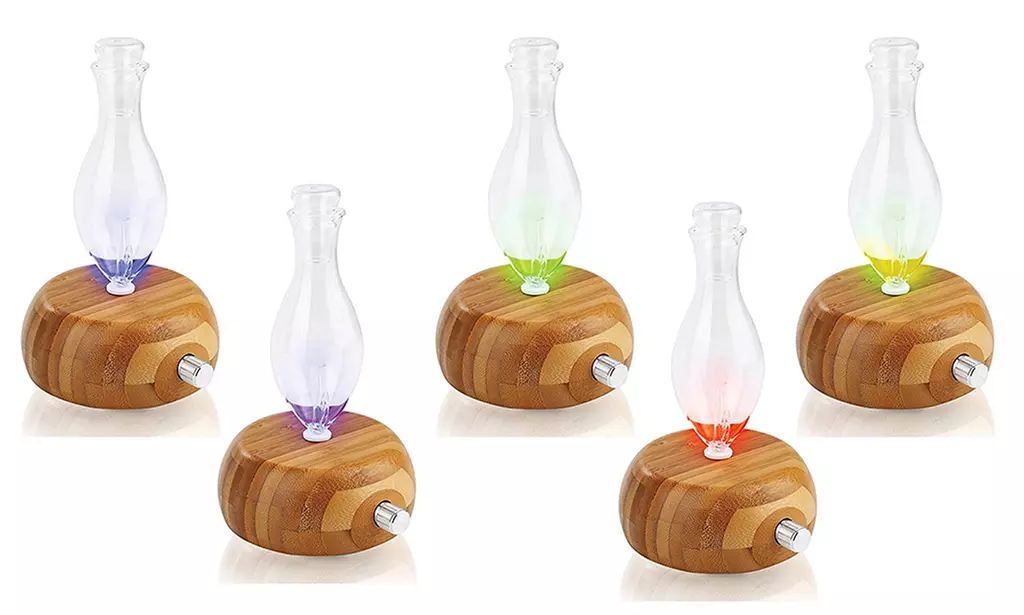 Pleasant Essential Oil Glass Nebulizing Diffuser with Bamboo Base and Color LEDs - Second Medium