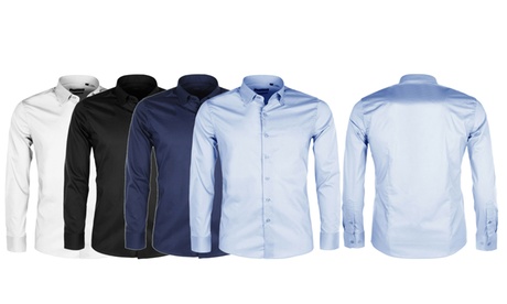 3 camicie da uomo taglio sartoriale in cotone, disponibile in 4 colori e varie taglie