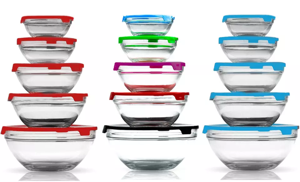 5-Piece Glass Storage Bowl Set with Lids - Primary Image