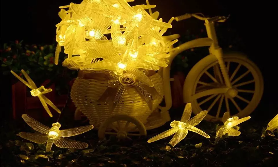 Solar-Powered LED Firefly String Lights - Primary Image
