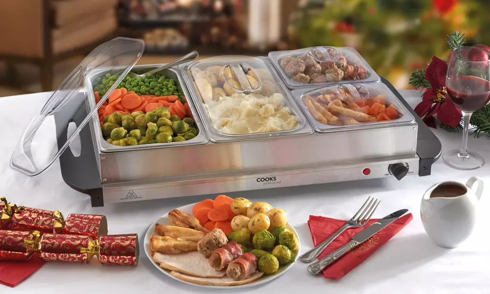 Buffet chauffant inox, 4 compartiments de marque Cooks Professional - Primary Image