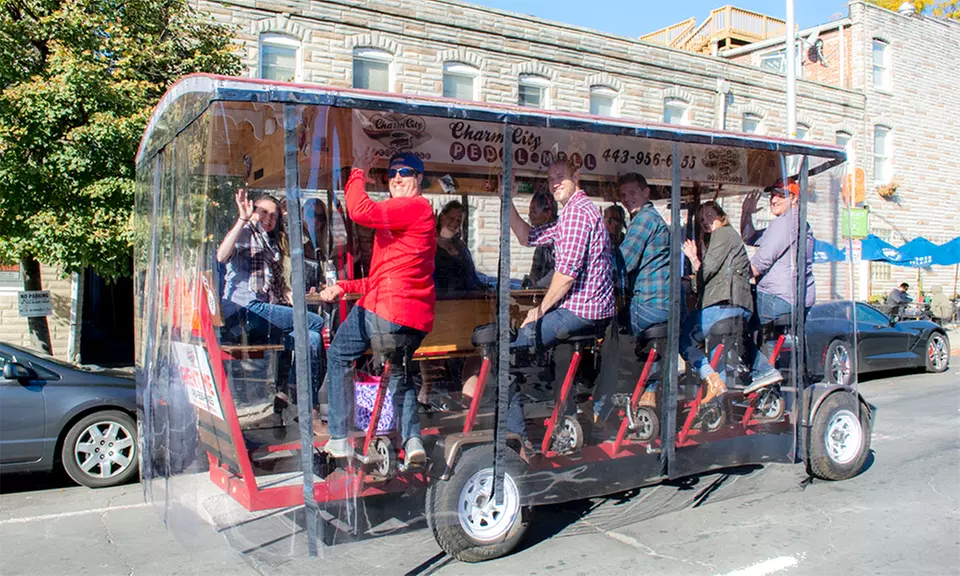 One Heated Pedal-Powered Bar Tour for Up to 15 from Charm City Pedal Mill (Up to 50% Off) - Primary Image