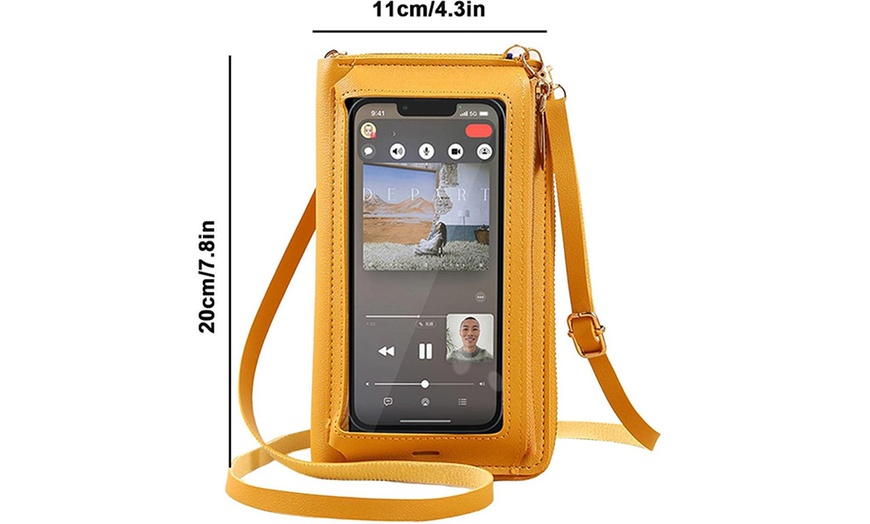 Image 4: Waterproof Crossbody Phone Bag with USB Charger Port