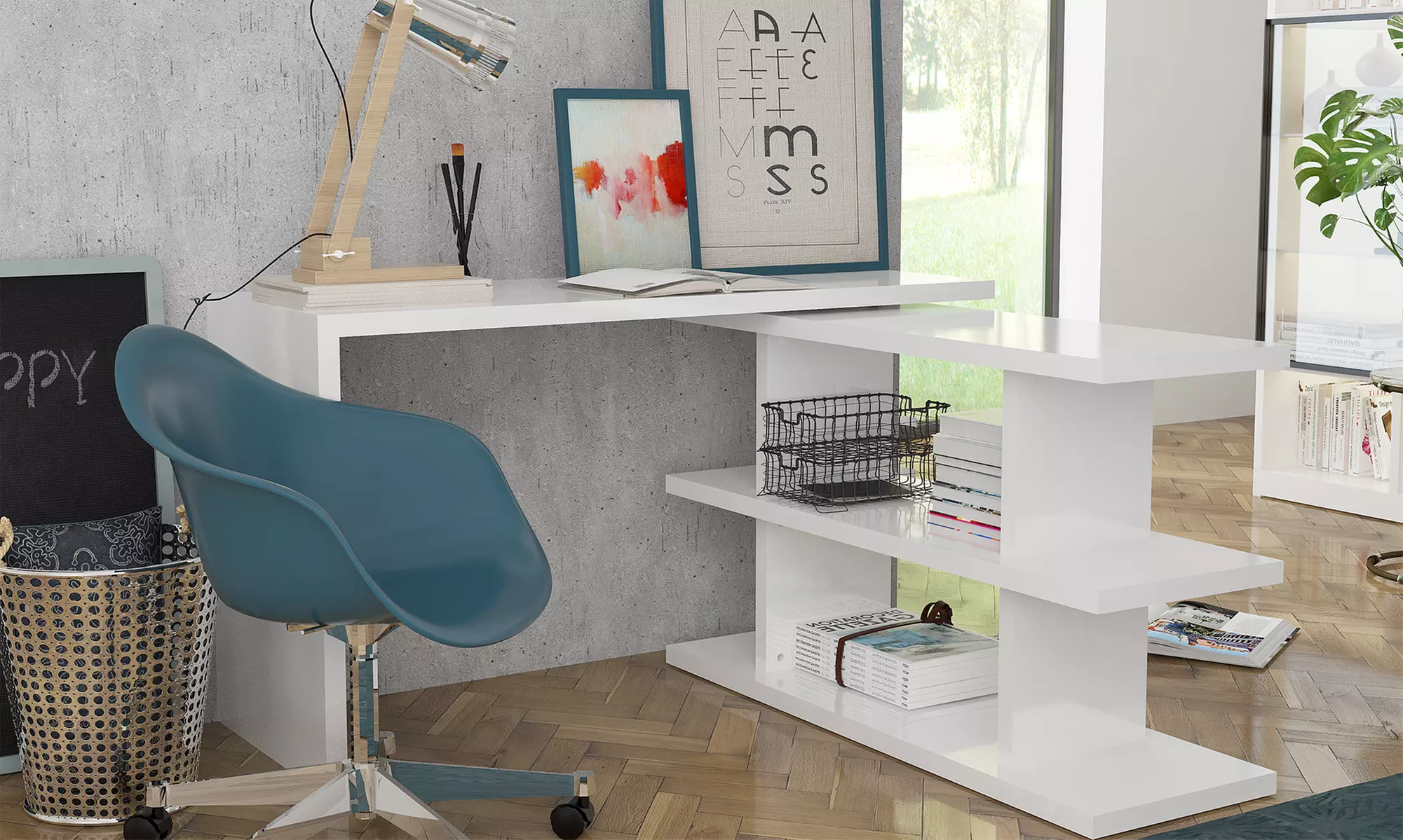 Made in Italy Tecnos Klappbarer Schreibtisch in Weiß - Second Medium