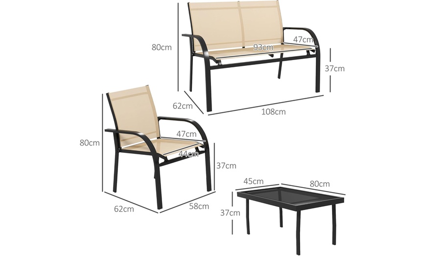 Image 6: Outsunny Four-Piece Garden Dining Set