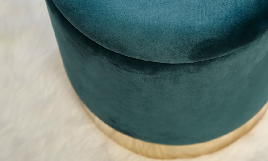 Image 6: Velvet Ottoman Upholstered Stool