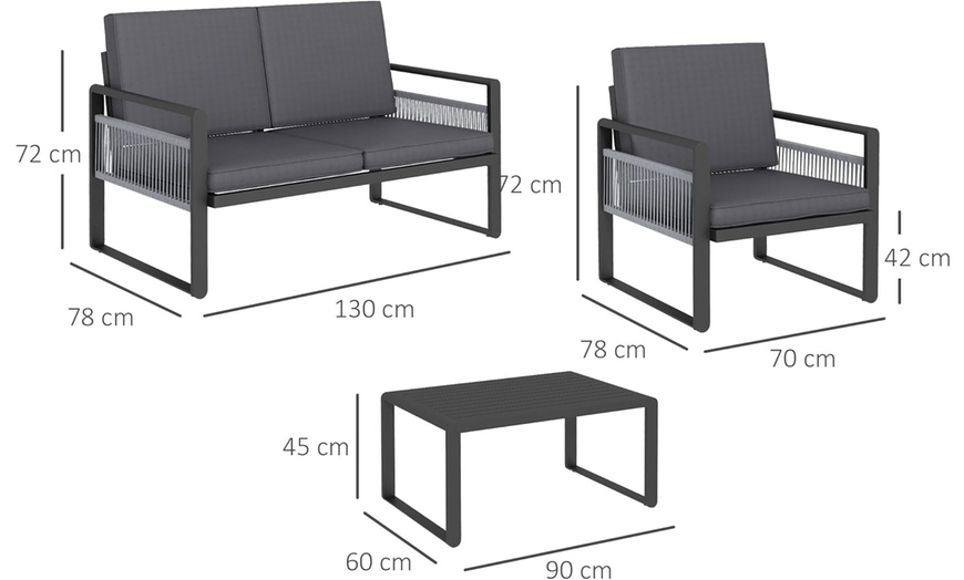 Image 7: Outsunny Aluminium Garden Furniture Set with Cushions