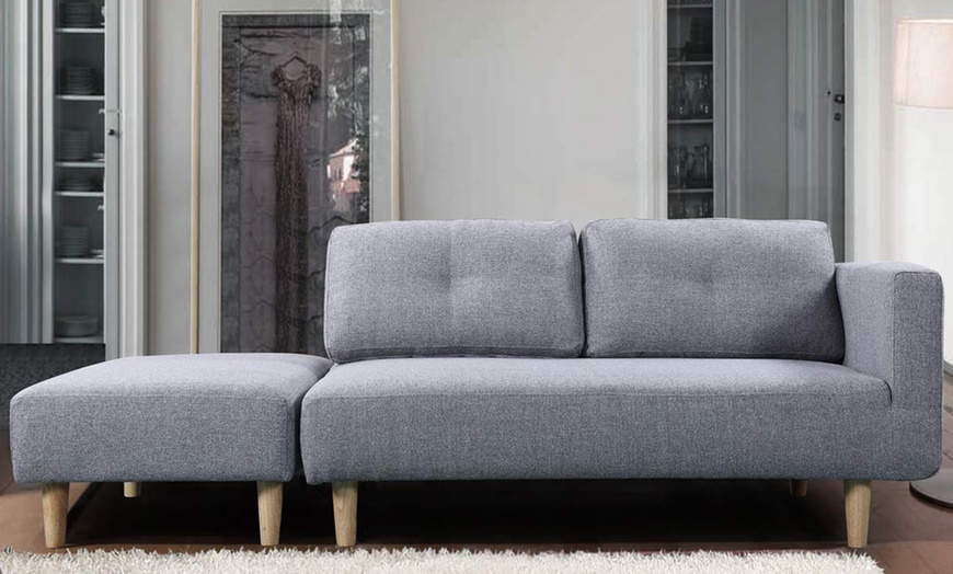 Image 5: Two-Seater Sofa with Footstool