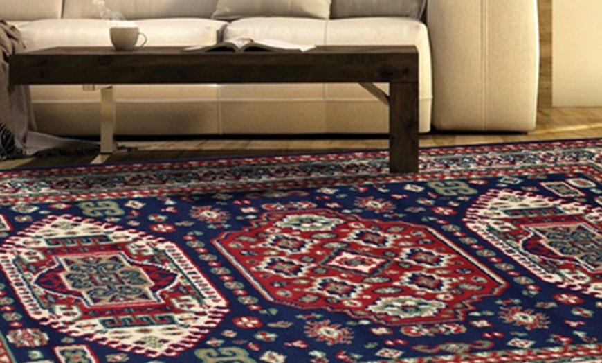 Image 2: Texas Navy Traditional Kandhara Rug