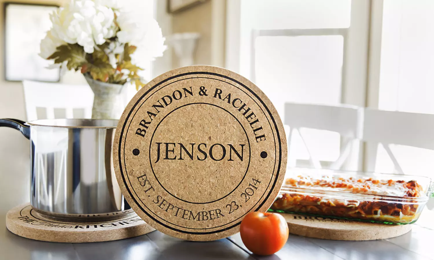 One, Two, or Four Personalized Jumbo Cork Trivets from Qualtry (Up to 62% Off) - Primary Image