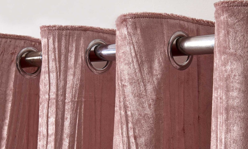 Image 2: Velvet Lined Eyelet Curtains
