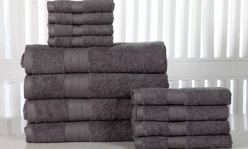 100% Combed Cotton Plush Towel Set (12-Piece) - Primary Image