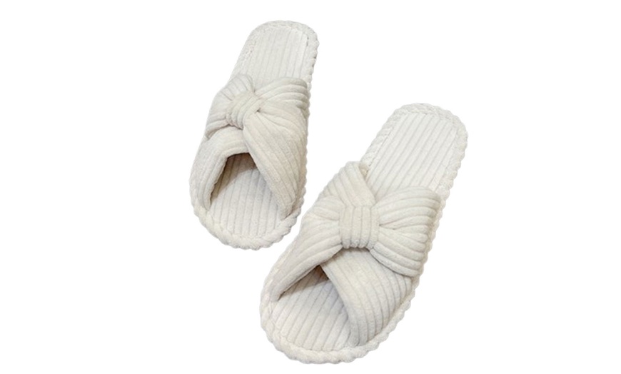 Image 4: Bow Cross Band Slippers for Women