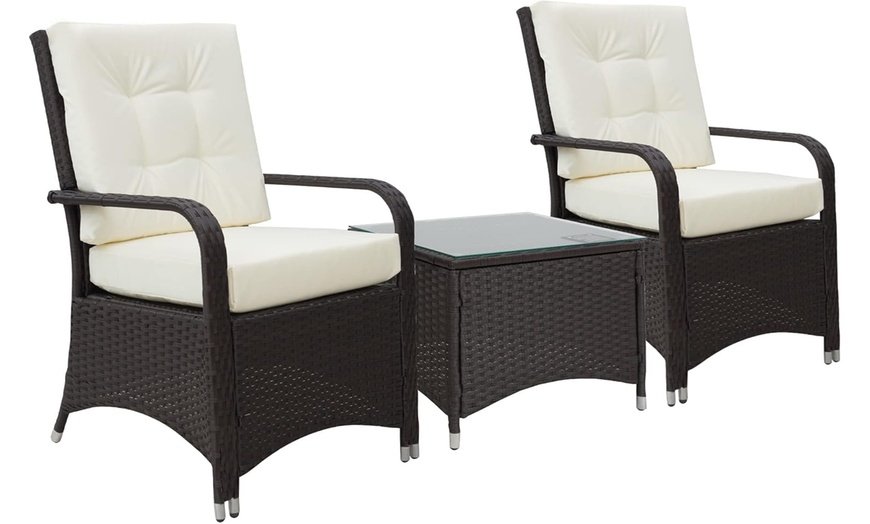 Image 6: Outsunny Three-Piece Outdoor Rattan-Effect Bistro Set 