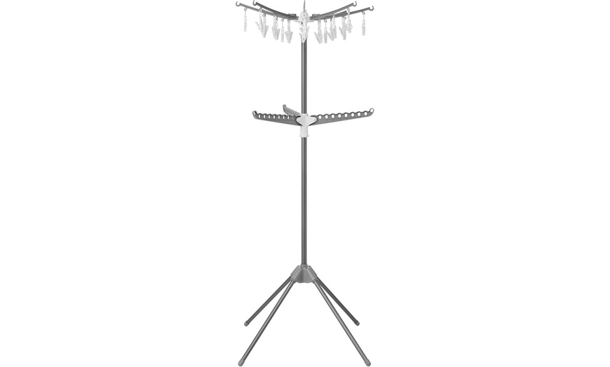 Image 3: 2-Tier Clothes Airer Drying Rack with 3 Rotatable Arms