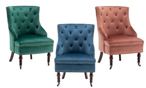 Lismore Upholstered Tufted Velvet Accent Armchair