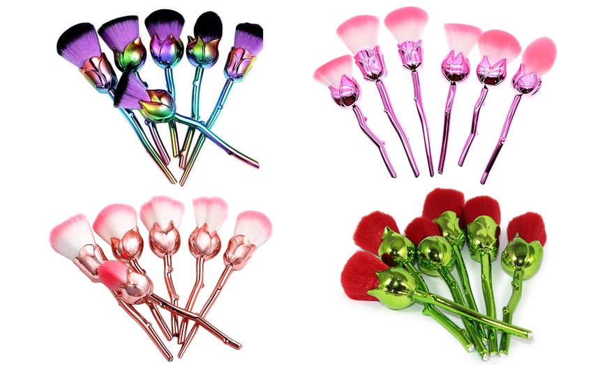 Image 1: Set da 6 pennelli-rose per make-up