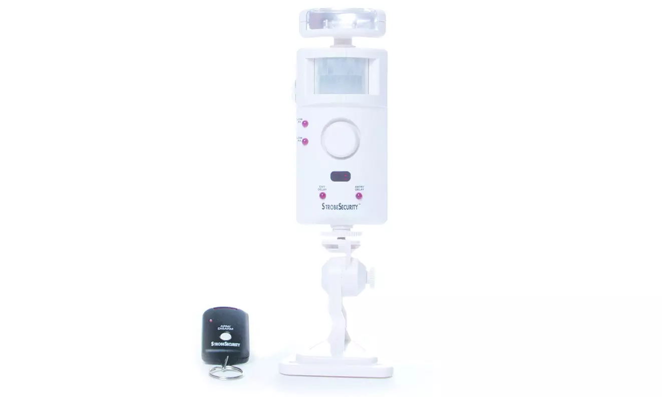 Motion Detector Alarm with Strobe Light, Remote, and Door Chime - Primary Image