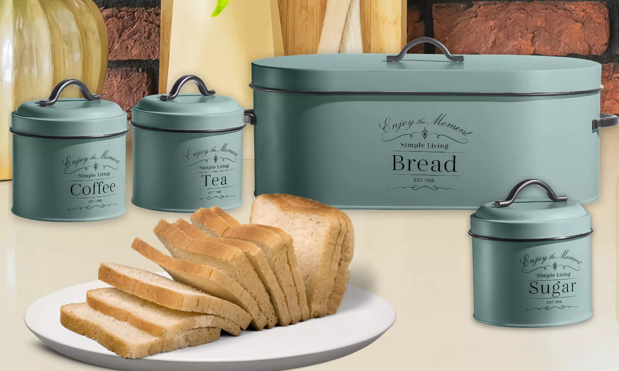 Juego de 3 o 4 botes metálicos para cocina de Herzberg