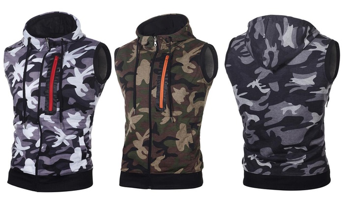 sleeveless camo hoodie