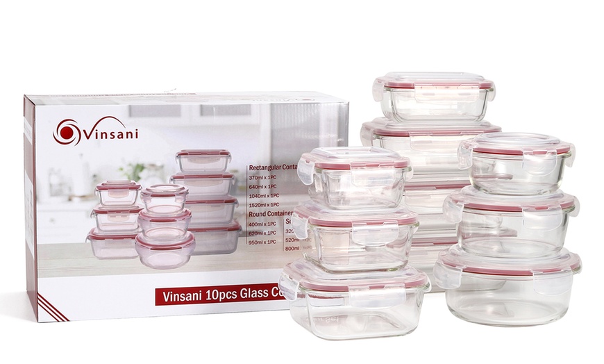 Image 3: Vinsani Ten-Piece Glass Container Set