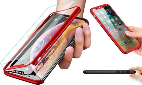 Cover fronte retro 360° per iPhone X, XS, XS Max, XR, con pellicola in vetro temperato, disponibile in 5 colori