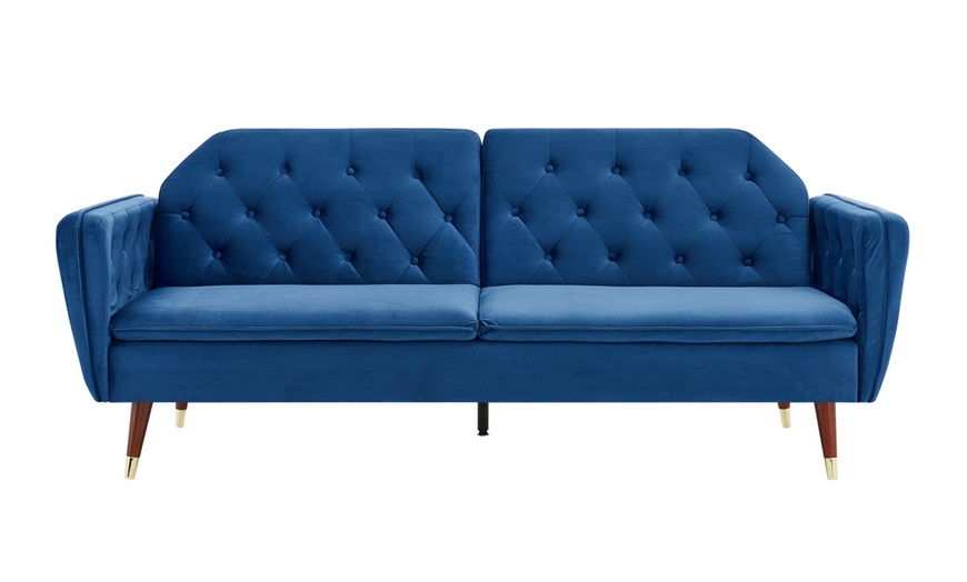 Image 9: Three-Seater Velvet Click Clack Sofa Bed