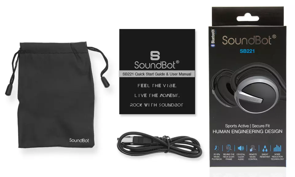 SoundBot SB221 HD Wireless Bluetooth 4.0 Sports Active Headphones - Second Medium