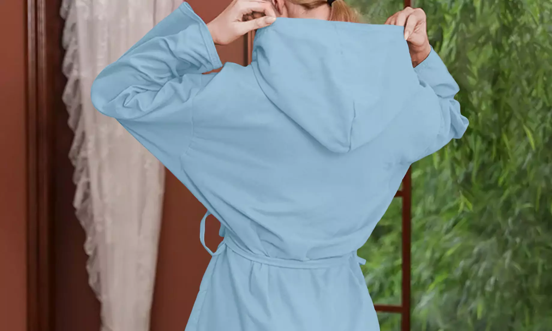 Accappatoio unisex in microfibra con cappuccio