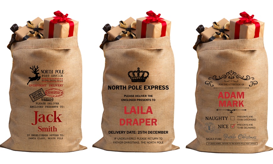 Image 3: Hessian Christmas Personalised Sack from Decomatters