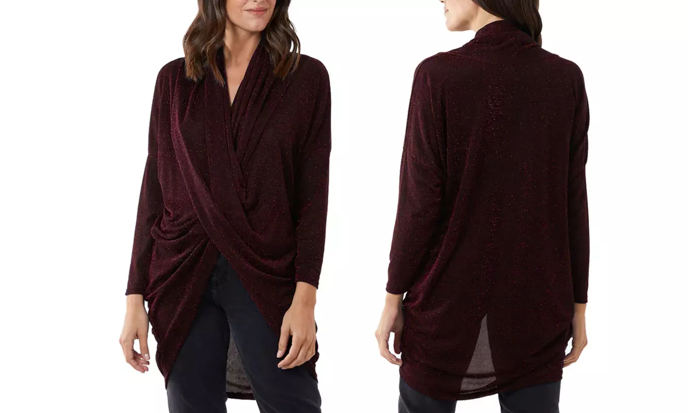 Wrapover Lurex Glitter V-Neck Top