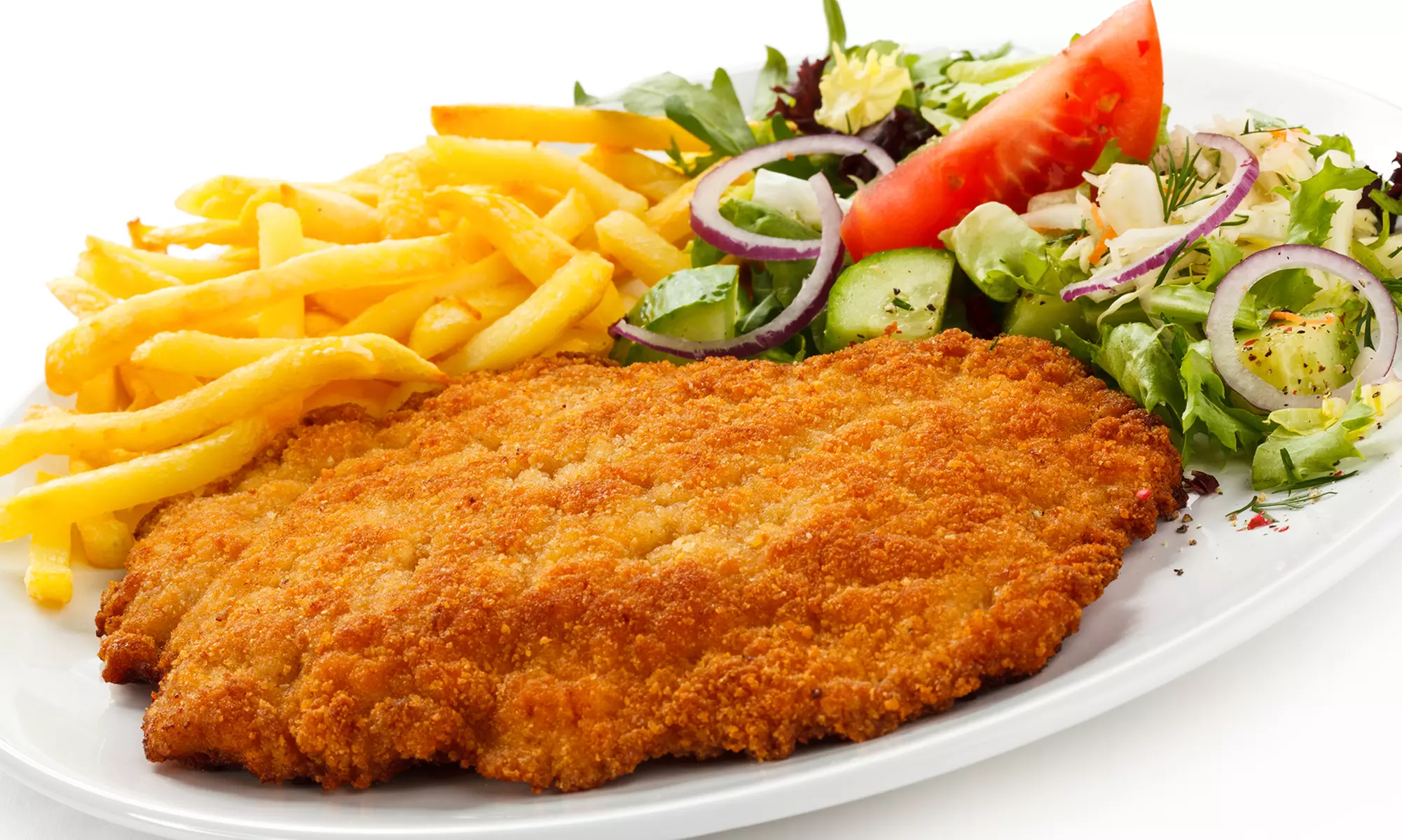 Schnitzel, Pommes frites & Salat
