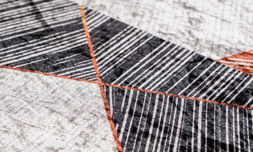 Image 9: Rutschfester Teppichläufer in Samt-Optik mit geometrischen Muster