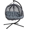 Image 3: Outsunny Double Hanging Egg Chair in Grey or Cream
