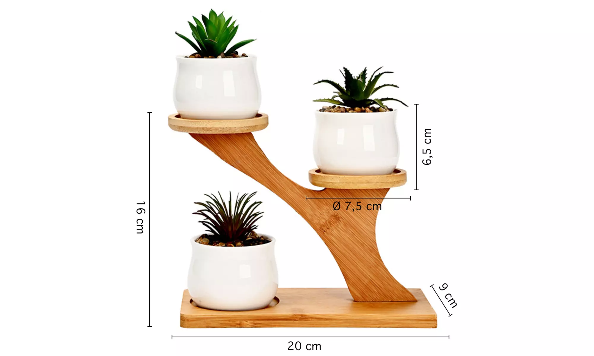 Lot de 3 pots de fleurs en céramique pour succulentes